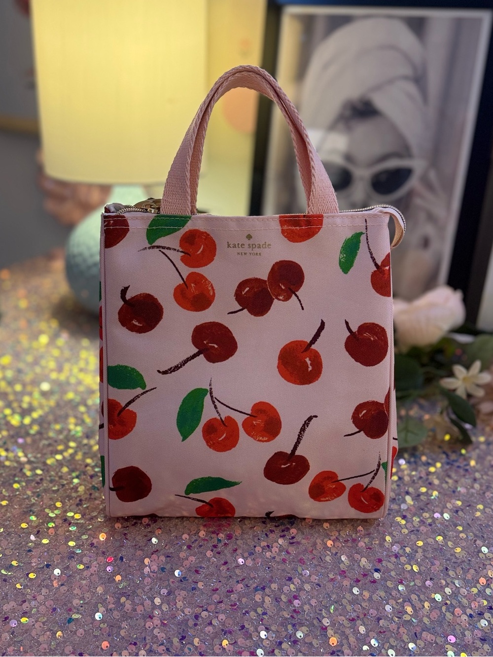 NWT Kate Spade Pink Cherry Insulated Lunch Bag Tote + Food Container